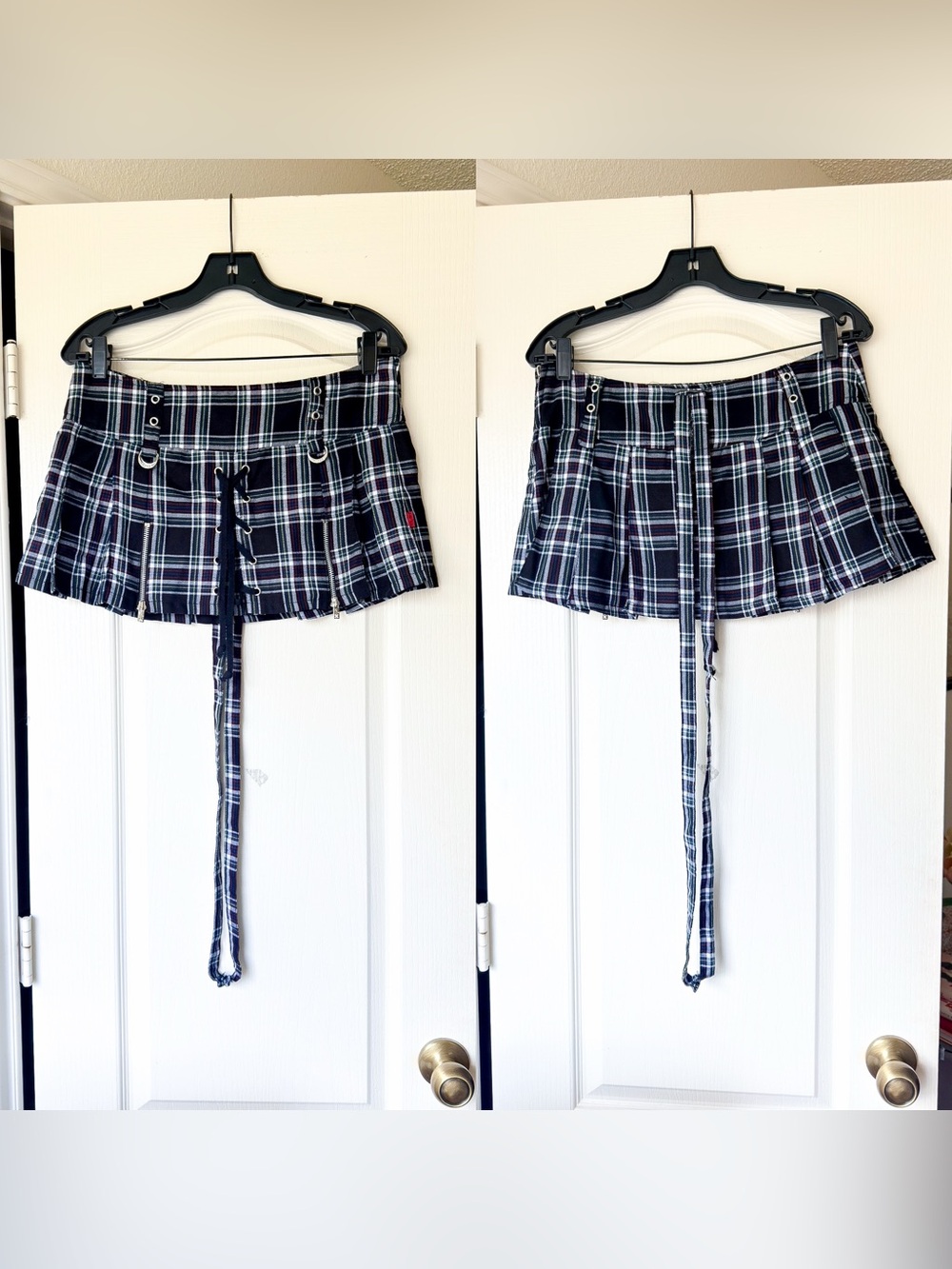 Tripp NYC Pleated Mini Skirt Lace Up Plaid Medium EUC
